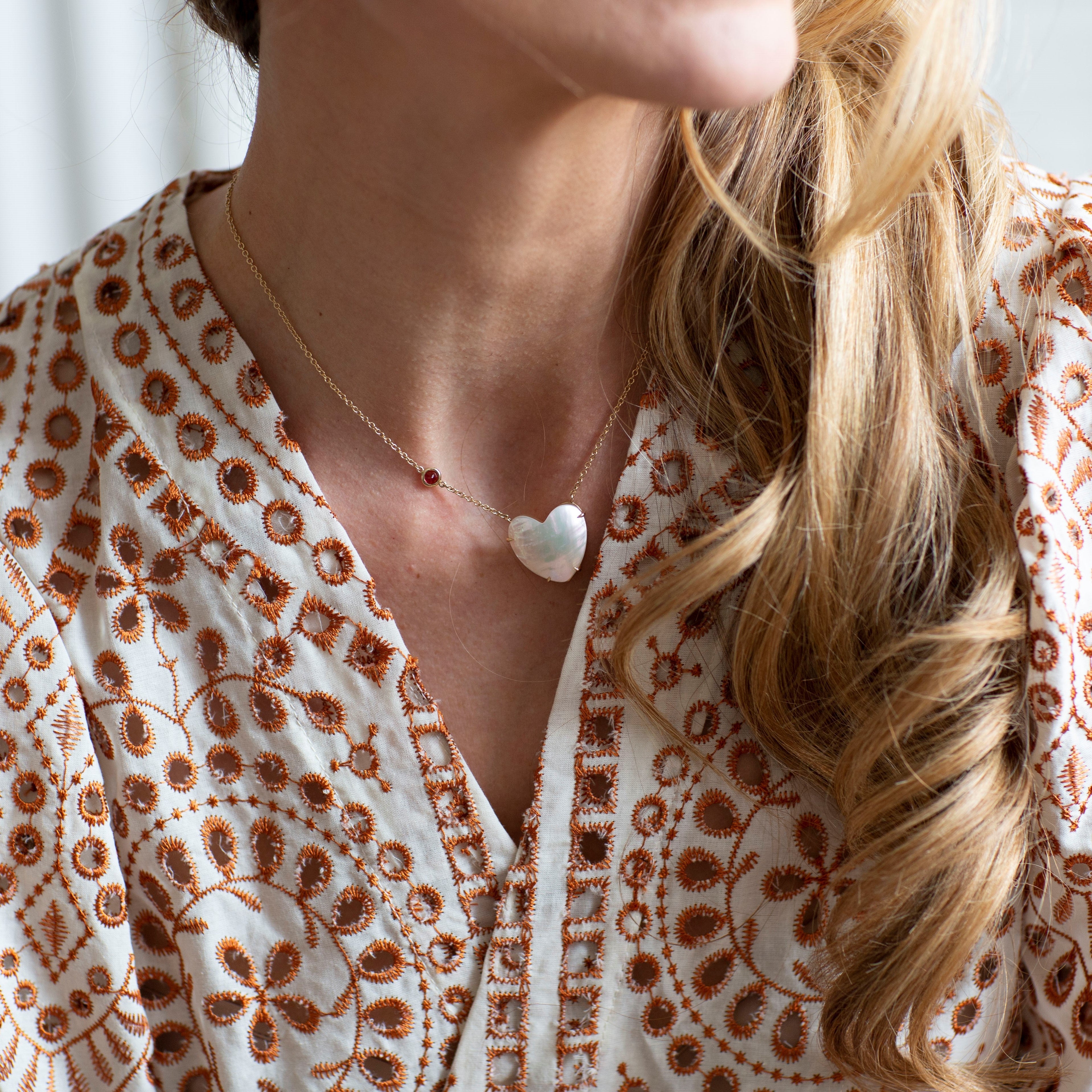 LOVE Shell Carved Heart Pendant with Gold Setting SALE