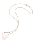 LOVE Rose Quartz Carved Heart Necklace with Gold Setting SALE